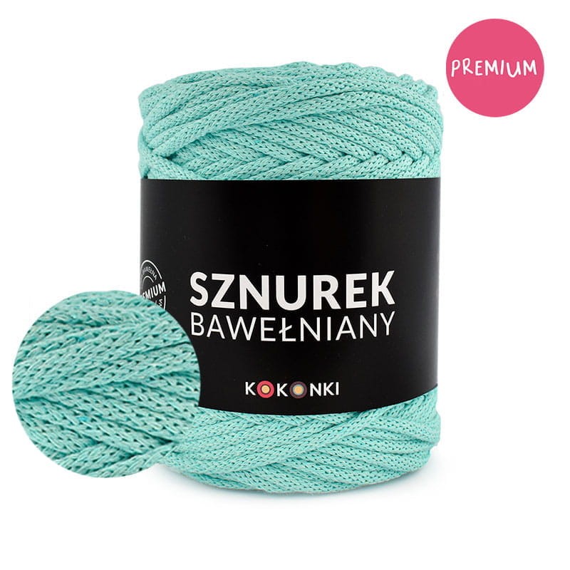 PREMIUM sznurek bawełniany by KOKONKI 5mm / rolka 100m / mięta