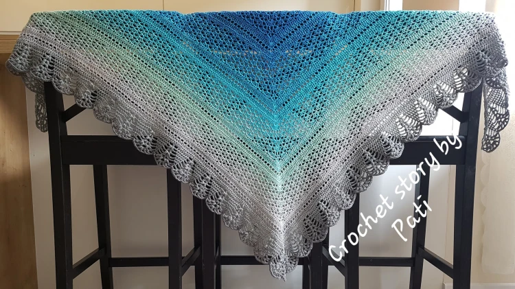 Autorka: Crochet Story by Pati/ Wzór: Erigeneia/ motek Lazur/turkus/mięta/jasny szary/szary  + szary melanż