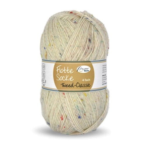 Włóczka skarpetkowa Rellana 4-fach Tweed Classic 1500 / krem