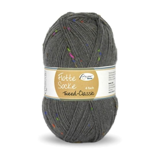 Włóczka skarpetkowa Rellana 4-fach Tweed Classic 1502 / szary