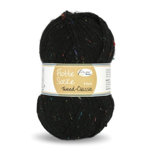 Włóczka skarpetkowa Rellana 4-fach Tweed Classic 1503 / czerń