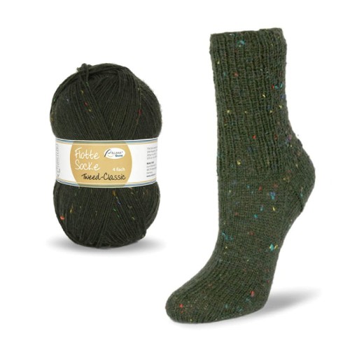 Włóczka skarpetkowa Rellana 4-fach Tweed Classic 1504 / ciemne khaki