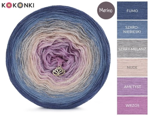 KOKONEK Merino 457 - Fumo/szaroniebieski/szary melanż/nude/ametyst/wrzos