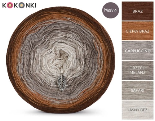 KOKONEK Merino 559 Brąz/ciepły brąz/cappuccino/orzech melanż/safari/jasny beż