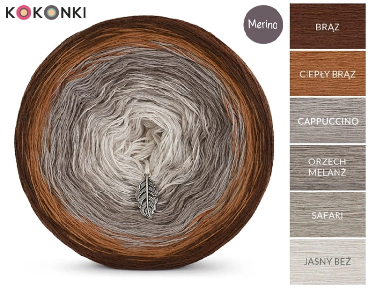 KOKONEK Merino 559 Brąz/ciepły brąz/cappuccino/orzech melanż/safari/jasny beż