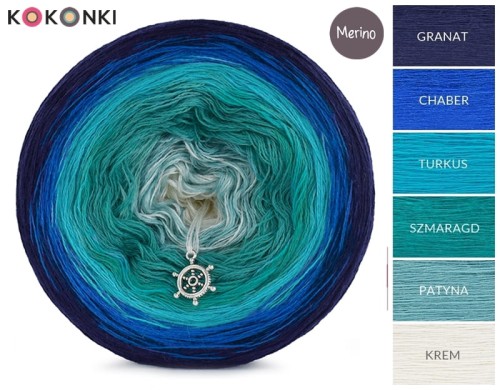 KOKONEK Merino 537 - Granat/chaber/turkus/szmaragd/patyna/krem