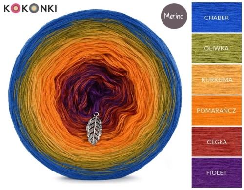 KOKONEK Merino 432 Everything I needed - Chaber/oliwka/kurkuma/pomarańcz/cegła/fiolet