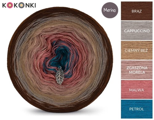 KOKONEK Merino 564 Brąz/cappuccino/ciepły beż/zgaszona morela/malwa/petrol