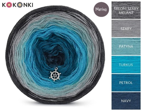KOKONEK Merino 511 - Ciemny szary melanż/szary/patyna/turkus/petrol/navy