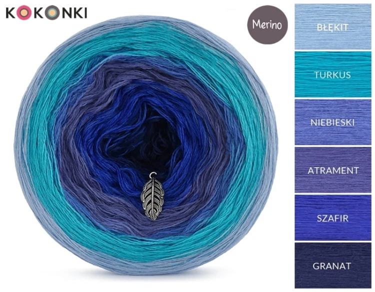 KOKONEK Merino 344 Sea Holly - Błękit/turkus/niebieski/atrament/szafir/granat