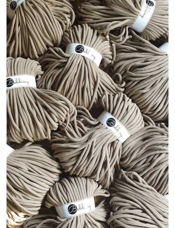 Sznurek pleciony bawełniany Bobbiny Jumbo / Piaskowy / Sand / 9mm / 100m