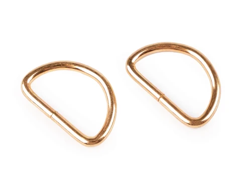 Półkole metalowe 25mm / różowe złoto / 21x32x3 mm / 10 szt.