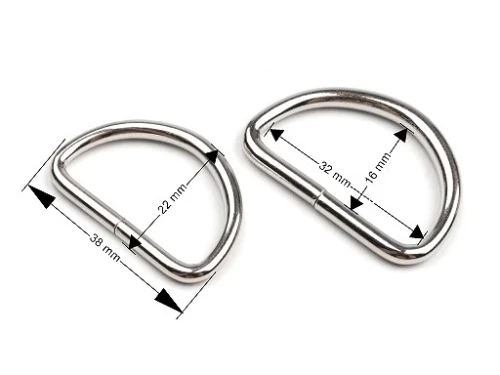 Półkole metalowe 32mm / czarny lakier / 22x38x3 mm / 10 szt.