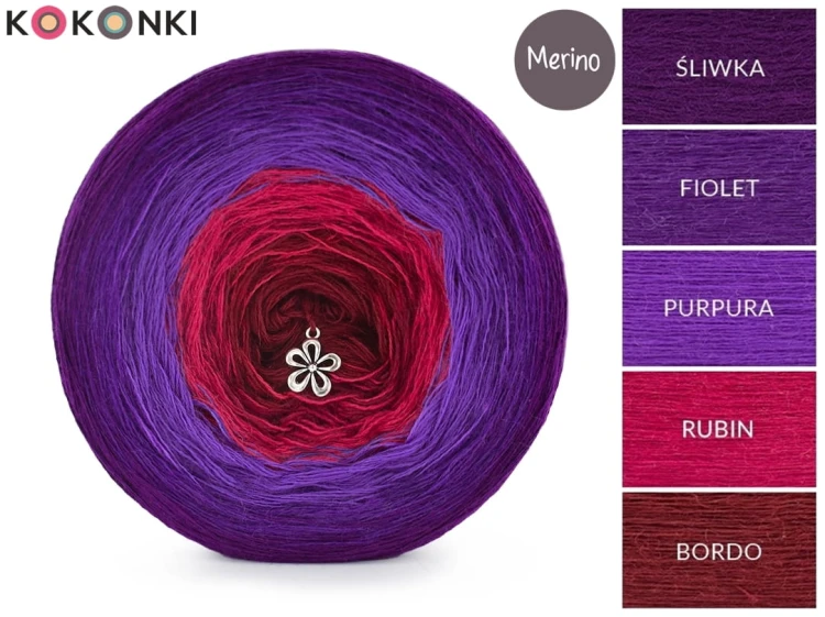 KOKONEK Merino 749 Star is born - Śliwka / fiolet / purpura / rubin / bordo