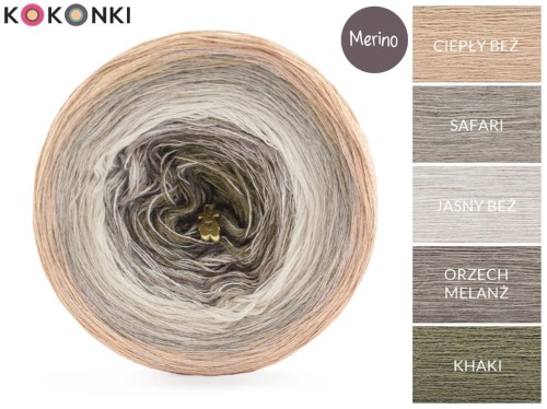 KOKONEK Merino 751 Ballerina dream - Ciepły beż / safari / jasny beż / orzech melanż / khaki