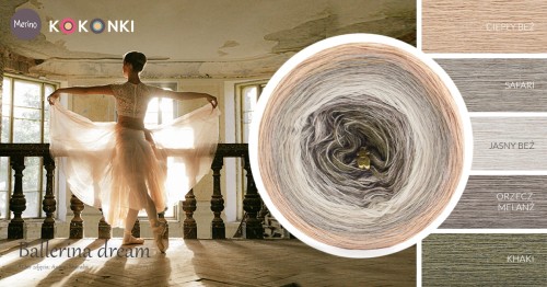 KOKONEK Merino 751 Ballerina dream - Ciepły beż / safari / jasny beż / orzech melanż / khaki