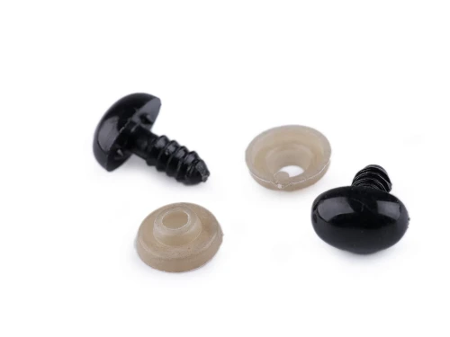 Nos plastikowy / oczy do maskotek 9 x 13 mm / czerń / 5 szt.