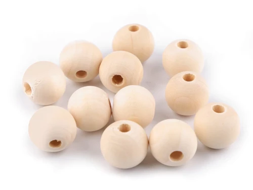 Koraliki drewniane / 20 mm / duży otwór 5mm / naturalny / 12 szt.
