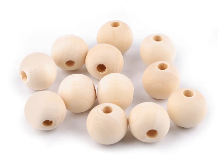 Koraliki drewniane / 20 mm / duży otwór 5mm / naturalny / 12 szt.