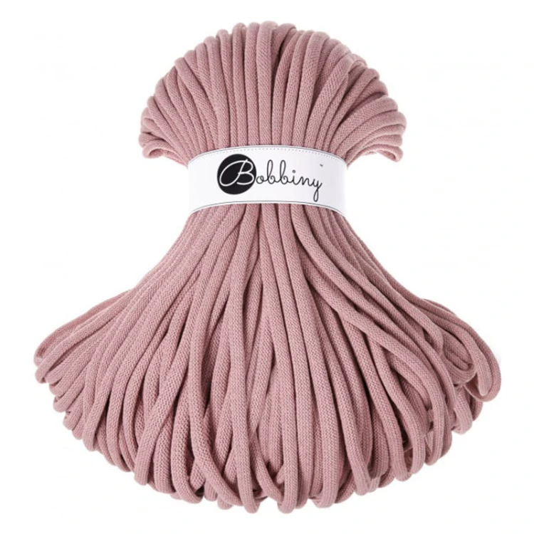 Sznurek pleciony bawełniany Bobbiny Jumbo / Różowe złoto / Blush / 9mm / 100m