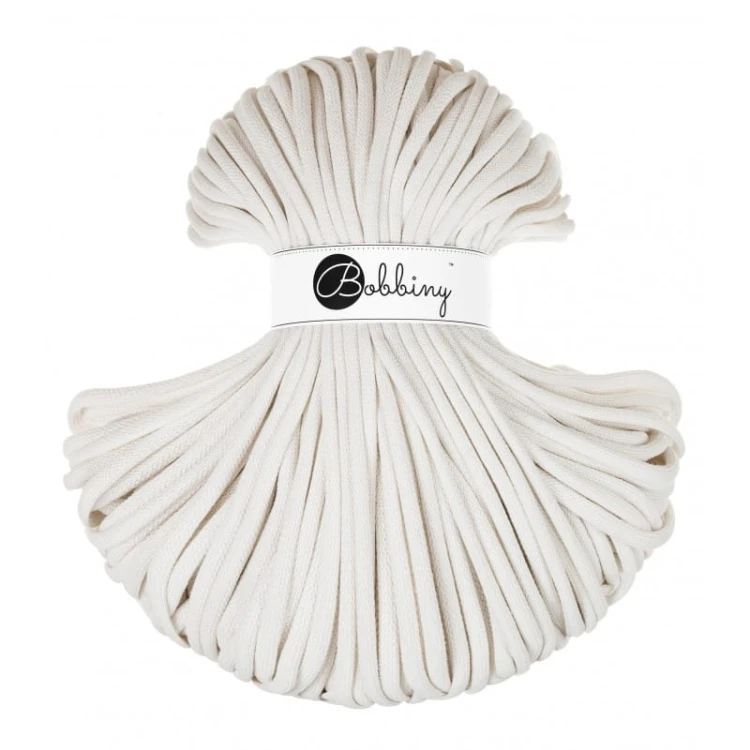 Sznurek pleciony bawełniany Bobbiny Jumbo / Złamana biel / Off white / 9mm / 100m