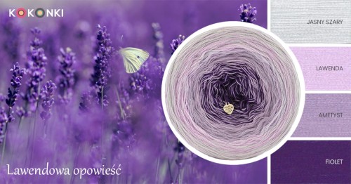 KOKONEK Classic A595 MIX Lawendowa opowieść - Jasny szary/lawenda/ametyst/fiolet