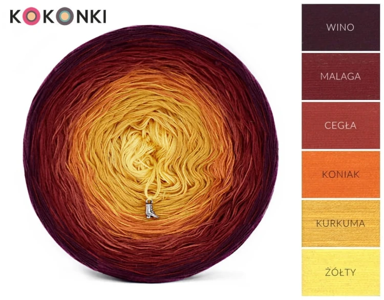 KOKONEK Classic A079 Wino/malaga/cegła/koniak/kurkuma/żółty