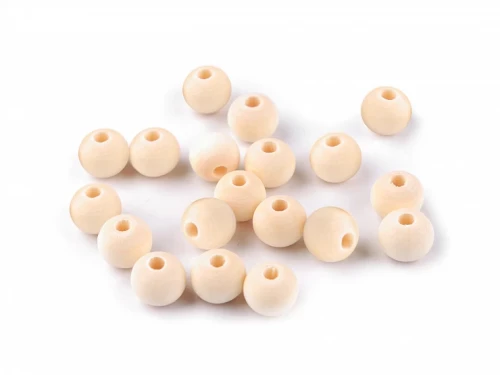 Koraliki drewniane nielakierowane / 10 mm / otwór 3 mm / naturalny jasny / 20 g