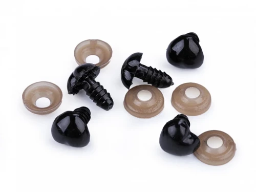 Nos plastikowy do maskotek /serce/12x13 mm / czerń/ 5szt.