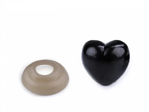 Nos plastikowy do maskotek /serce/12x13 mm / czerń/ 5szt.