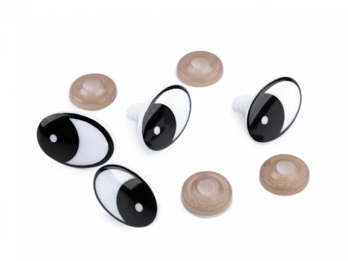 Oczy do maskotek / podłużne / biało-czarne / 16x21 mm / 4 szt / 800103