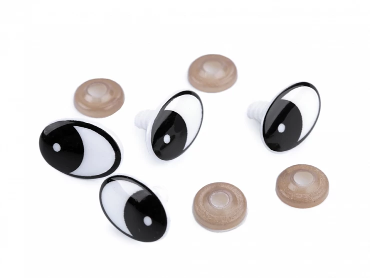 Oczy do maskotek / podłużne / biało-czarne / 16x21 mm / 4 szt / 800103