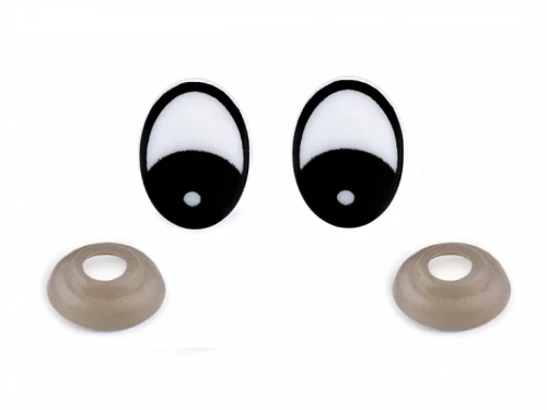 Oczy do maskotek / podłużne / biało-czarne / 16x21 mm / 4 szt / 800103