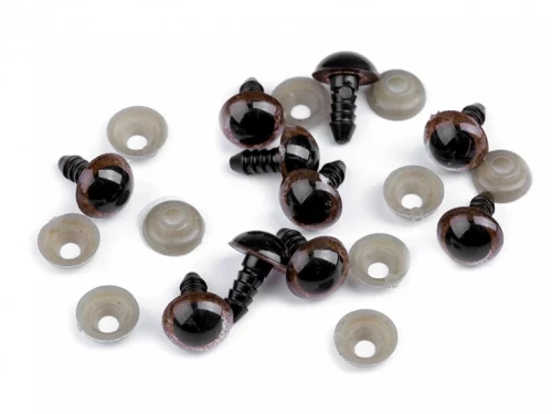 Oczy do maskotek / 10 mm / brązowo-czarne / 10 szt / 740678