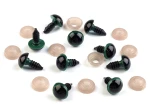 Oczy do maskotek / 12 mm / zielono-czarne / 10 szt / 740679