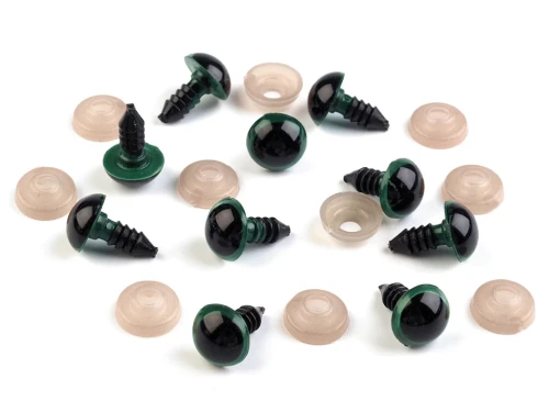 Oczy do maskotek / 12 mm / zielono-czarne / 10 szt / 740679