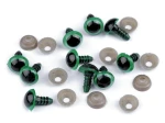 Oczy do maskotek / 10 mm / zielono-czarne / 10 szt / 740678