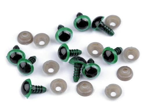 Oczy do maskotek / 10 mm / zielono-czarne / 10 szt / 740678