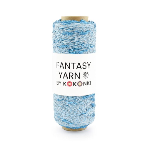 Nić fantazyjna FANTASY YARN by KOKONKI / nopki błękitne / szpulka ~ 400 m