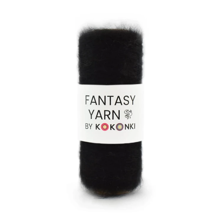 Nić fantazyjna FANTASY YARN by KOKONKI / à la mohair węgiel / szpulka ~ 250 m