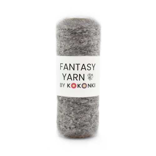 Nić fantazyjna FANTASY YARN by KOKONKI / à la mohair szary / szpulka ~ 250 m