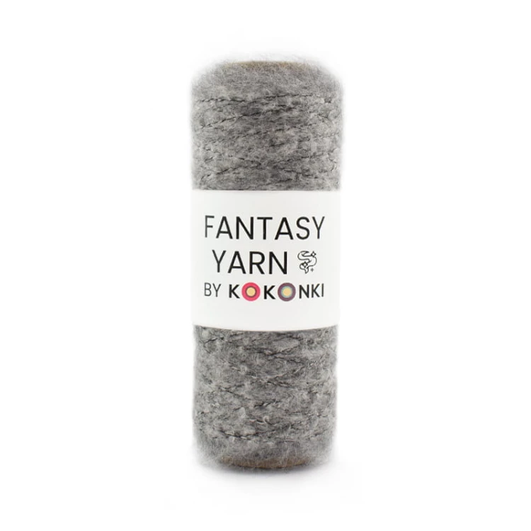 Nić fantazyjna FANTASY YARN by KOKONKI / à la mohair szary / szpulka ~ 250 m