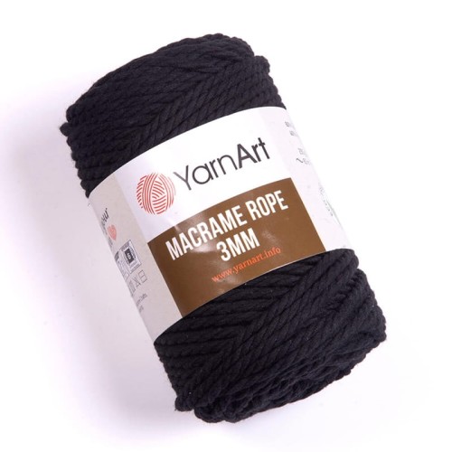 Sznurek YarnArt Macrame Rope 3mm 750 / czerń