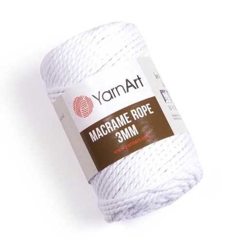 Sznurek YarnArt Macrame Rope 3mm 751 / biel