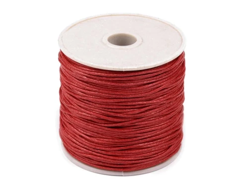 Sznurek bawełniany woskowany 1mm / 20m / truskawka / 310030