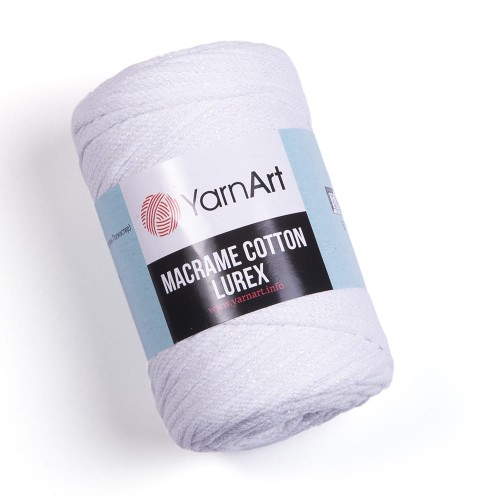 Sznurek YarnArt Macrame Cotton Lurex 2mm 721 / biel z nicią opalizującą