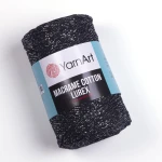 Sznurek YarnArt Macrame Cotton Lurex 2mm 723 / czerń z nicią srebrną