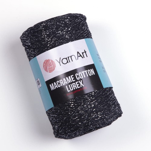 Sznurek YarnArt Macrame Cotton Lurex 2mm 723 / czerń z nicią srebrną
