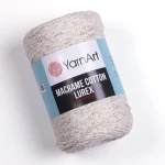 Sznurek YarnArt Macrame Cotton Lurex 2mm 724 / ecru z nicią złotą