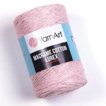 Sznurek YarnArt Macrame Cotton Lurex 2mm 732 / róż z nicią srebrną